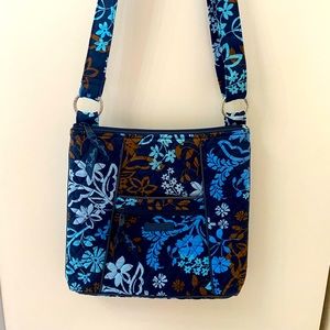 Blue & brown floral Vera Bradley crossbody purse